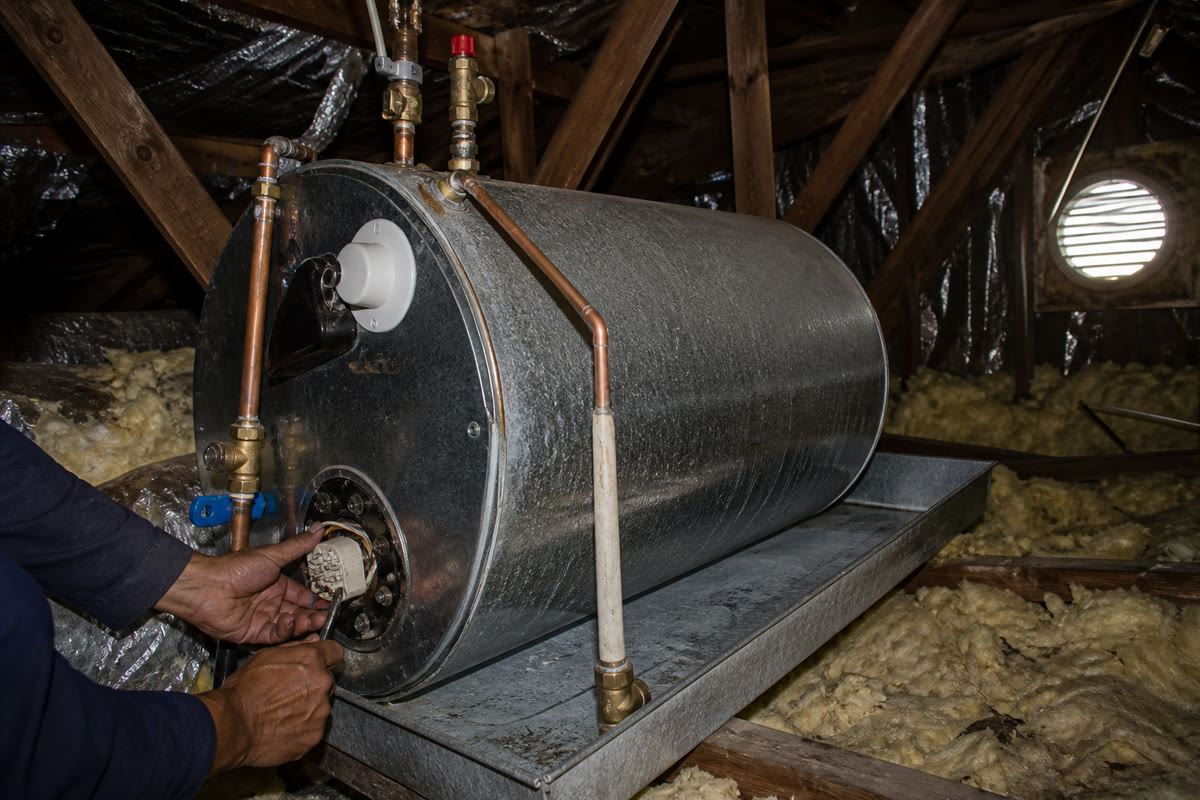 Geyser element work on a galvanized cylinder in a Somerset West roof cavity